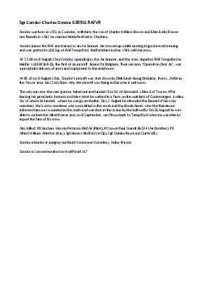 A preview of a PDF biography for Dowse, Condor Charles